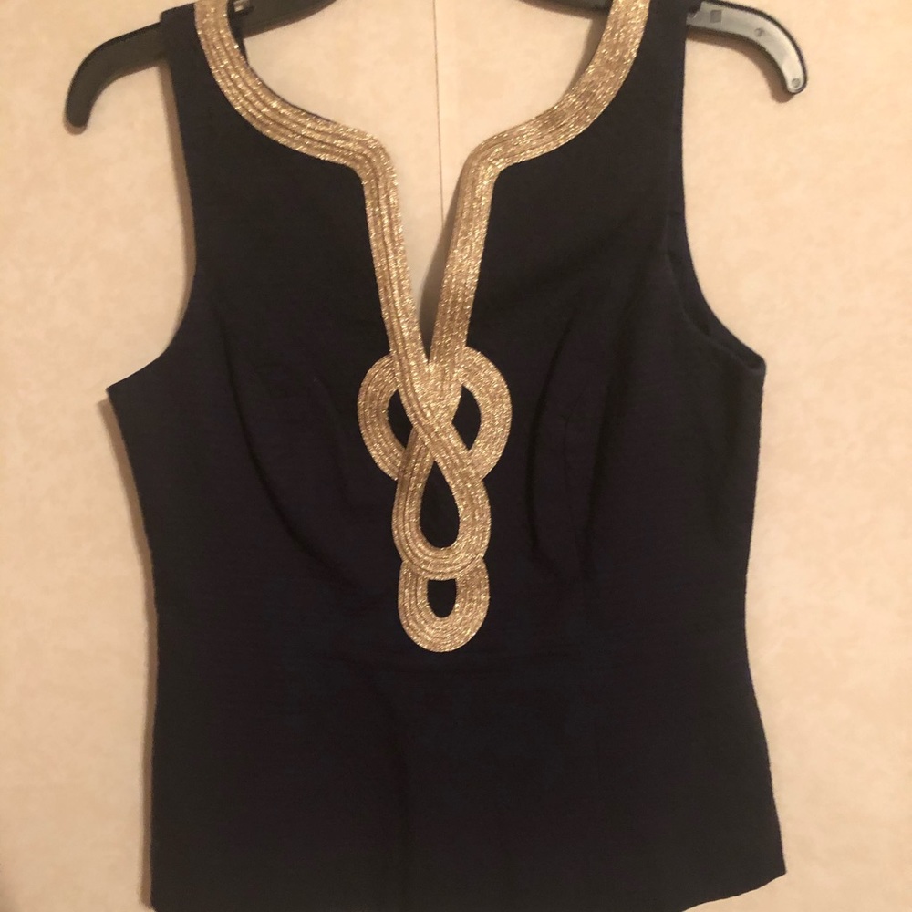 Lilly Pulitzer navy and gold top